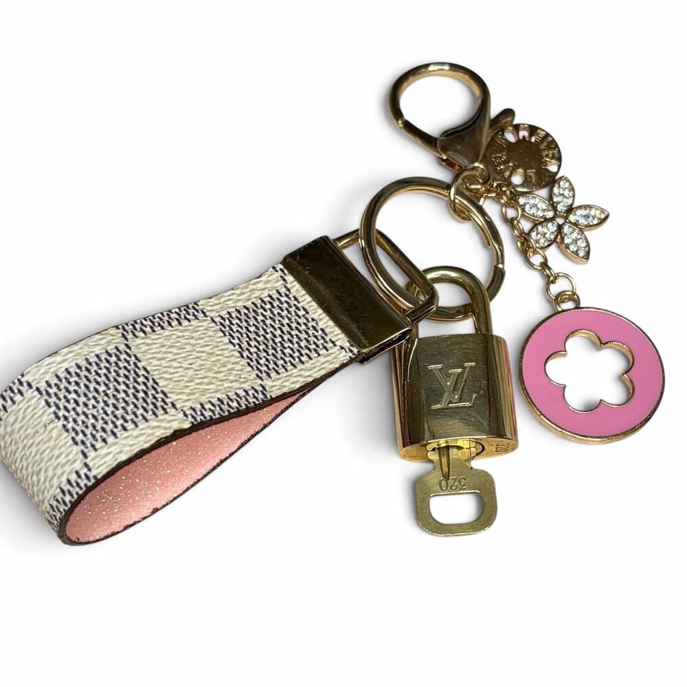 Louis Vuitton Lock & Key #320 w/a Canvas Loop & Rhinestone Flower Keychain